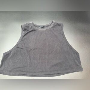 Skims Women's Charcoal Grunge Faded Gray Sleeveless Loose Crop Tank Top